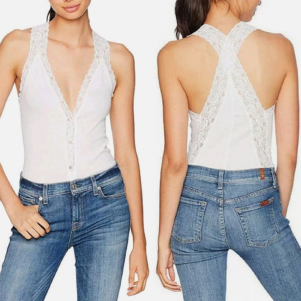 NWT🦋 Free People Intimately Naughty But Nice White Lace Bodysuit, XS